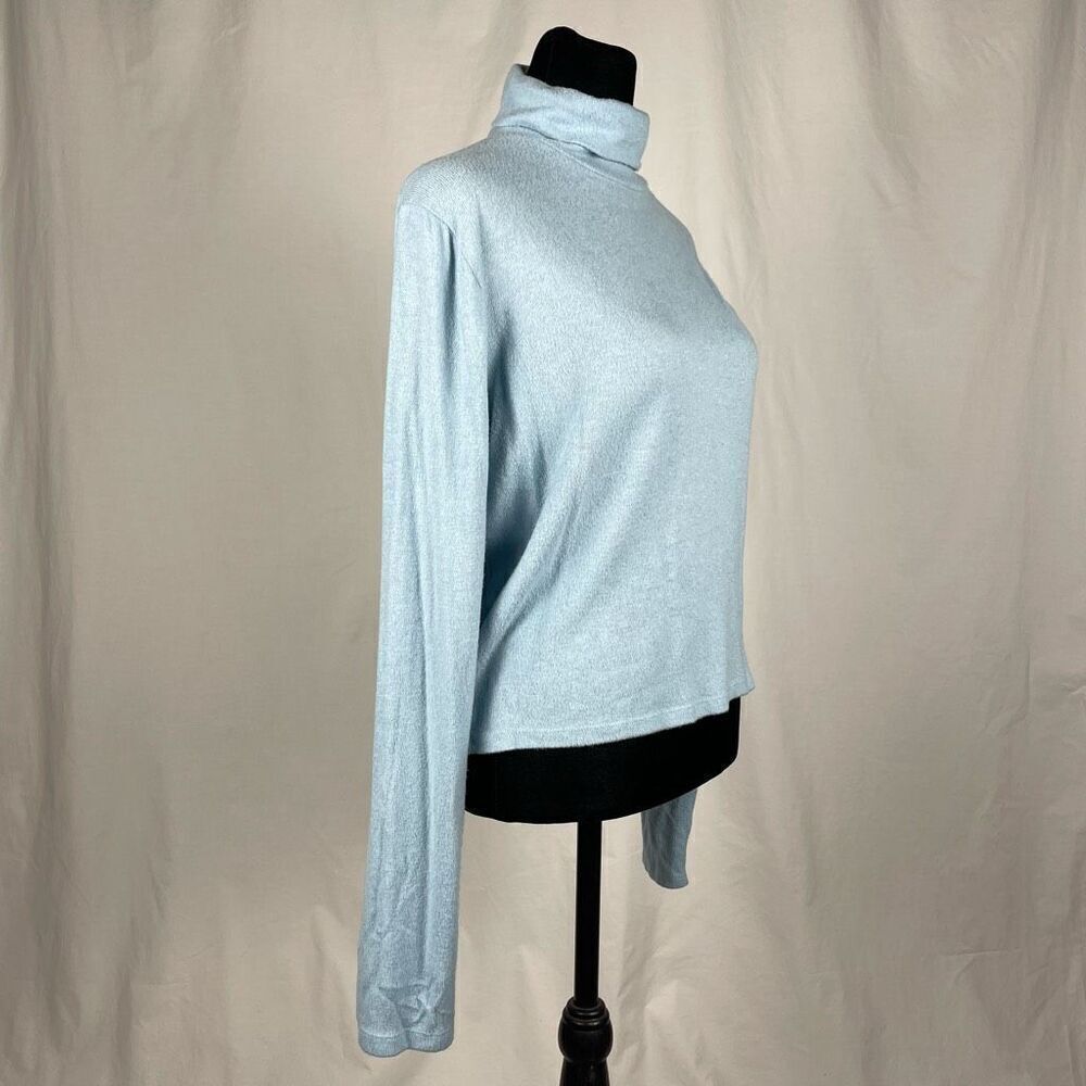 Anthropologie Cropped Baby Blue  Long Sleeve Turtleneck - Women’s L - Picture 4 of 9